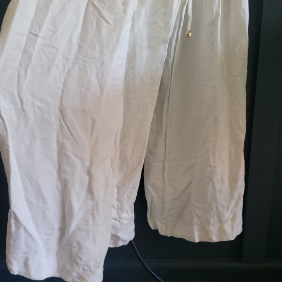 Rosetta Getty White‎ Sleeveless Wide Leg Linen Blend Cropped Apron Wrap Jumpsuit - Picture 9 of 16